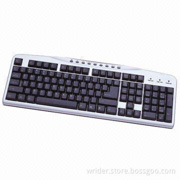 Computer Multimedia Keyboard with 9 Hot Keys, Available in Various Colors, Supports Windows NT